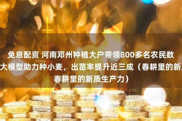 免息配资 河南邓州种植大户带领800多名农民数字化种植 大模型助力种小麦，出苗率提升近三成（春耕里的新质生产力）